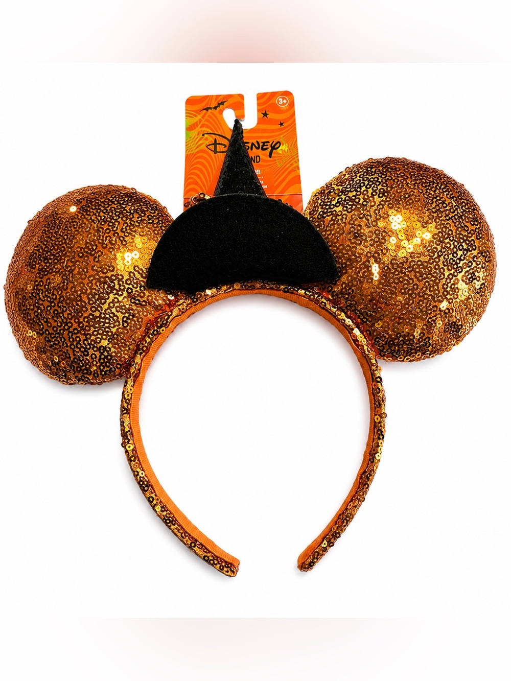 Disney Halloween Orange Sequined Minnie Ears With Witch Hat BRAND NEW